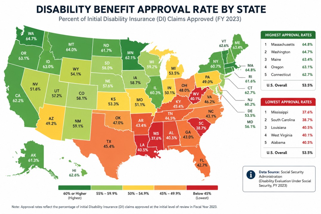 SSDI Approval Rates by State